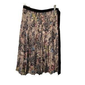Kenzie Boho Floral Spring Midi Pleated Wearable Art Preppy Skirt Size 10